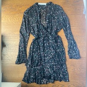 IRO Grey Floral Wrap Mini Dress - Size FR 40 (US 8)